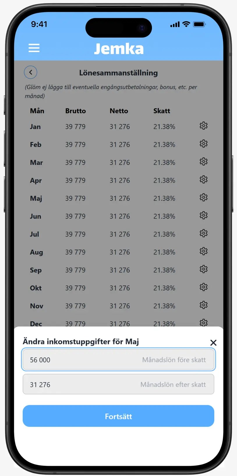 Se din lönesammanställning och justera för eventuella engångsutbetalningar, bonus, etc